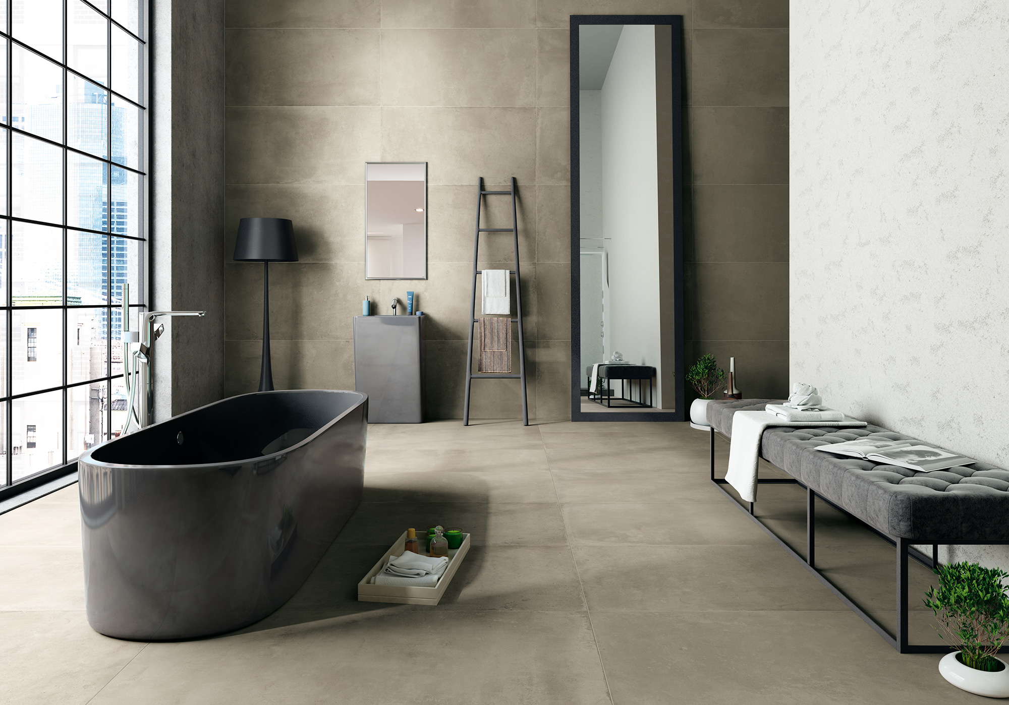 Badezimmer puristisch: sehr schlicht, Schwarz/Weiß/Grau Töne